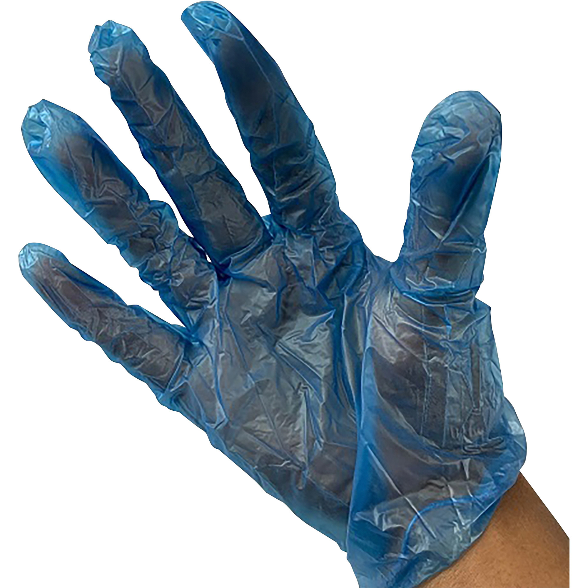 Hawk Disposable Vinyl Safety Gloves, 100-Pk., Blue, Medium, Model# GL-42-10WB-M